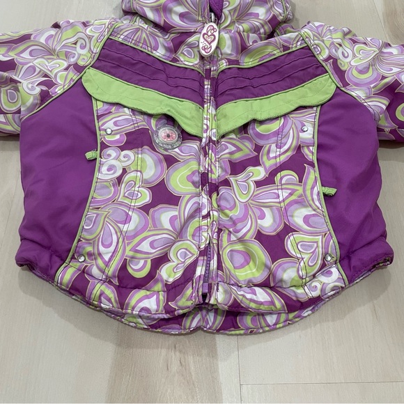 Obermeyer Toddler Winter Coat Girls Size 2 Flower Child Purple and Green. - Picture 4 of 14